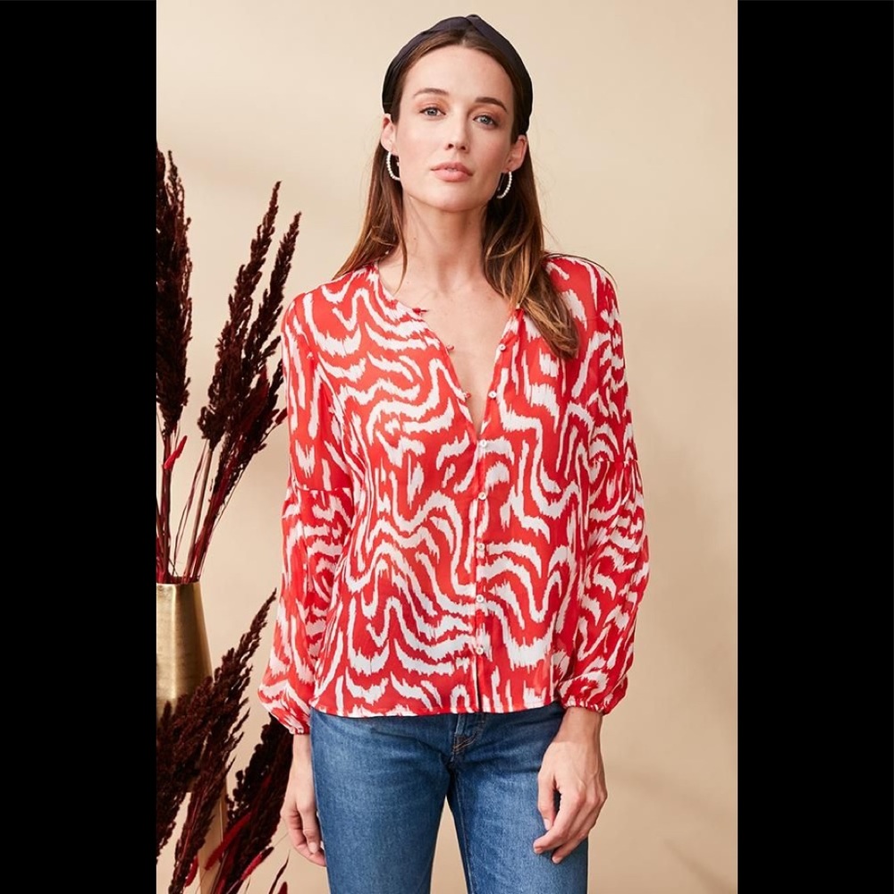 New Dolan Matilda Textured Chiffon Poet Blouse
